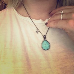 Fossil blue insect necklace